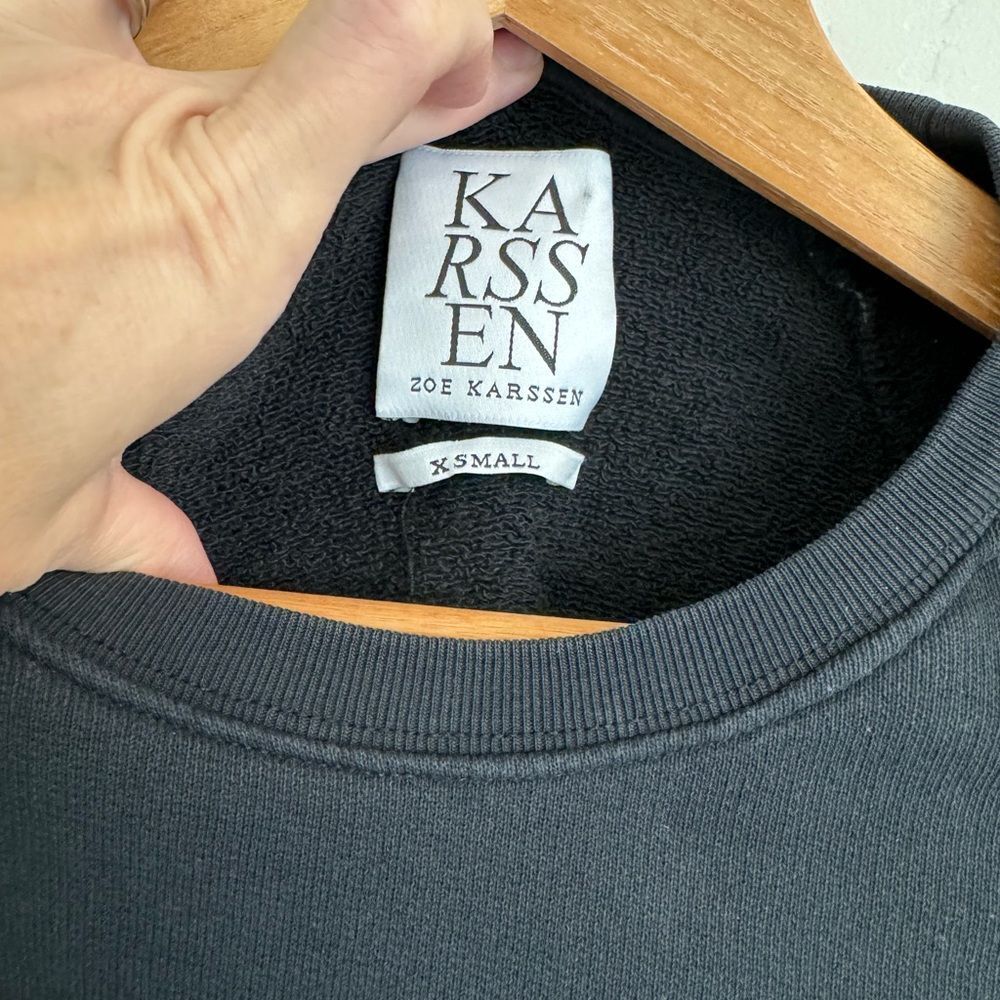 Zoe Karssen Classic Moto Crew Neck Sweatshirt Black Size XS - Picture 3 of 6